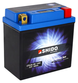 Shido LTX14L-BS Lithium - 12V ATV/MC/Snøscooter Batteri 12V, 4Ah, 48Wh, 150x87x145